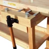 BAMATO Hobelbank WORK-1640 aus Massivholz Werkbank mit Spannzange 4 Schubladen