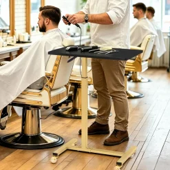 BarberPub Beistelltisch mit Rollen, Pflegetisch Höhenverstellbar, 2832