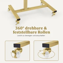 BarberPub Beistelltisch mit Rollen, Pflegetisch Höhenverstellbar, 2832
