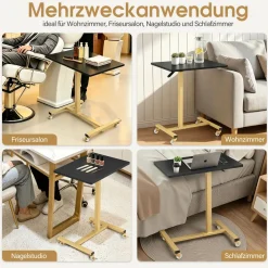BarberPub Beistelltisch mit Rollen, Pflegetisch Höhenverstellbar, 2832
