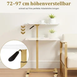 BarberPub Beistelltisch mit Rollen, Pflegetisch Höhenverstellbar, 2832