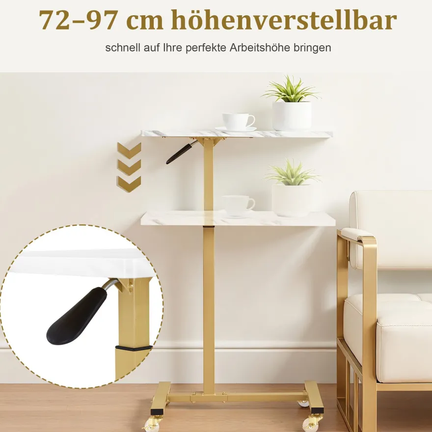BarberPub Beistelltisch mit Rollen, Pflegetisch Höhenverstellbar, 2832