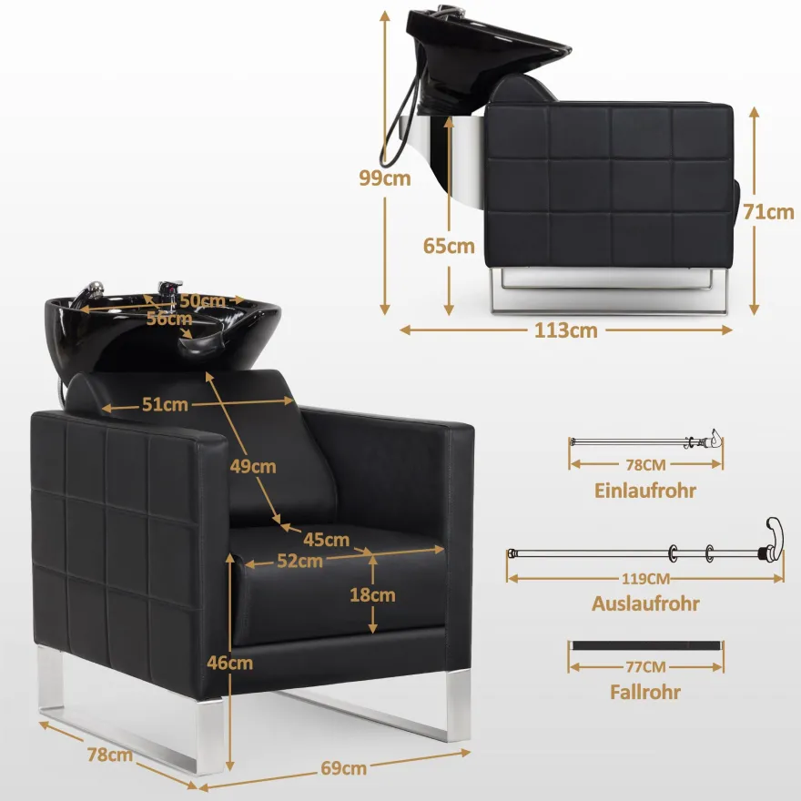 BarberPub Friseurstuhl mit Waschbecken 8611