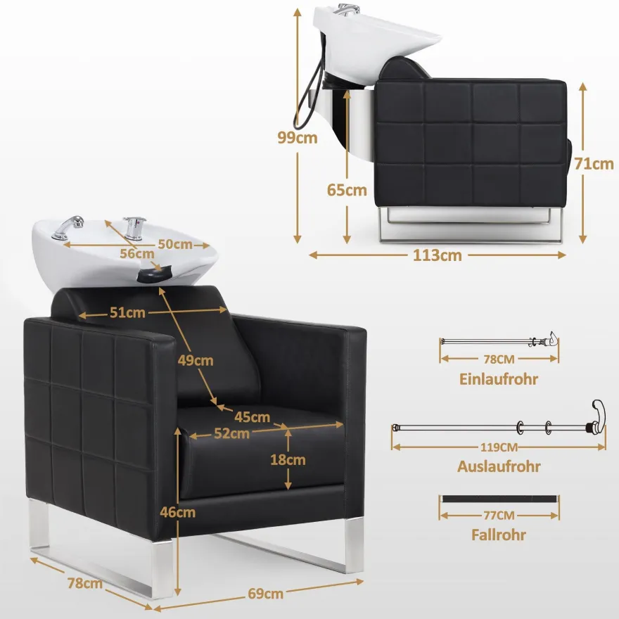 BarberPub Friseurstuhl mit Waschbecken 8611