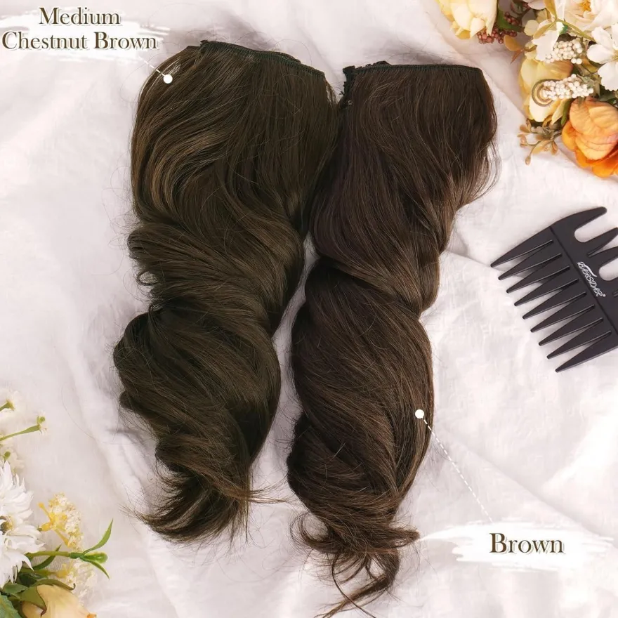 Barsdar Clip in Haarverlängerungen 30cm Braun Wellige Extensions 6PCs