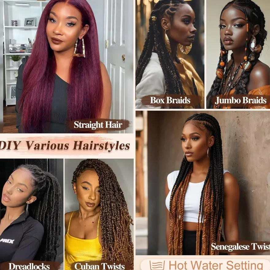 Barsdar Pre Stretched Braiding Haare, 66cm, 8 Packs Ombre Haarverlängerungen