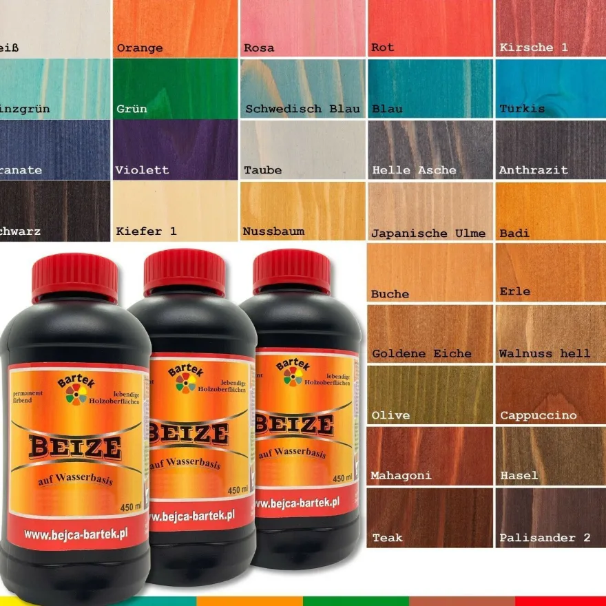 Bartek 3x450ml Beize Wasserbeize Holzbeize Möbel Tischlerbeize 30 Farben Auswahl