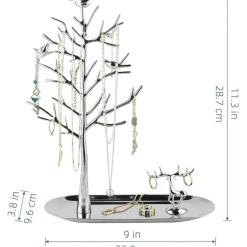 Baum Hirsch Schmuckständer Ringe Ohrringe Halsketten Armbänder Silber Metall
