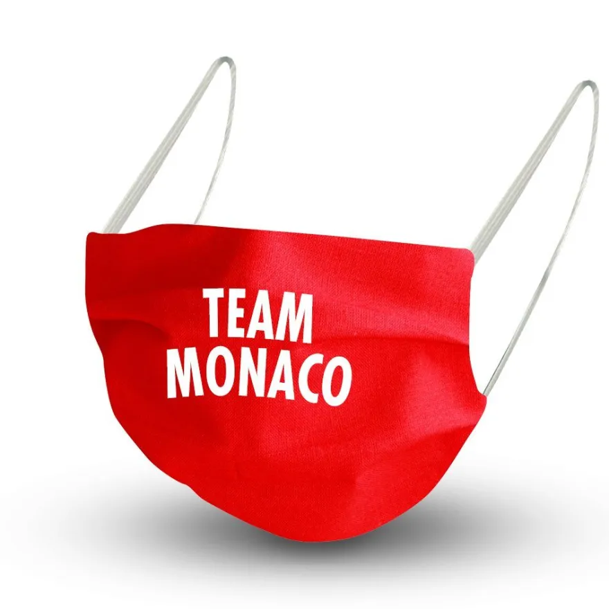 Baumwollmaske in ROT mit zertifiziertem Innenvlies - TEAM MONACO - 15794 + Gratiszuga
