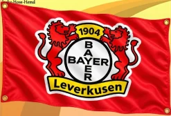 Bayer 04 Leverkusen Hissfahne Zimmerfahne Fahne Löwe B04 Rot Gr. 110x70 cm NEU