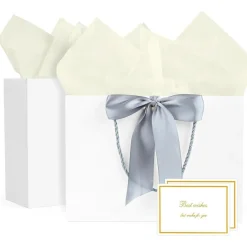 BBLIKE Geschenktüten 2 Stück Papiertüten mit Schleifenbändern, Grußkarten
