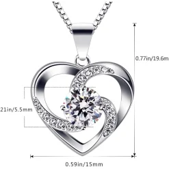B. Catcher Damen Halskette 925 Sterling Silber Herz Anhänger Zirkonia 45cm