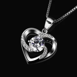 B. Catcher Damen Halskette 925 Sterling Silber Herz Anhänger Zirkonia 45cm