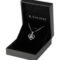 B. Catcher Damen Halskette 925 Sterling Silber Herz Anhänger Zirkonia 45cm