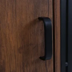 Bücherregal HWC-A27, Regal Standregal, Staufach mit Tür 3D-Struktur Wildeiche-Optik