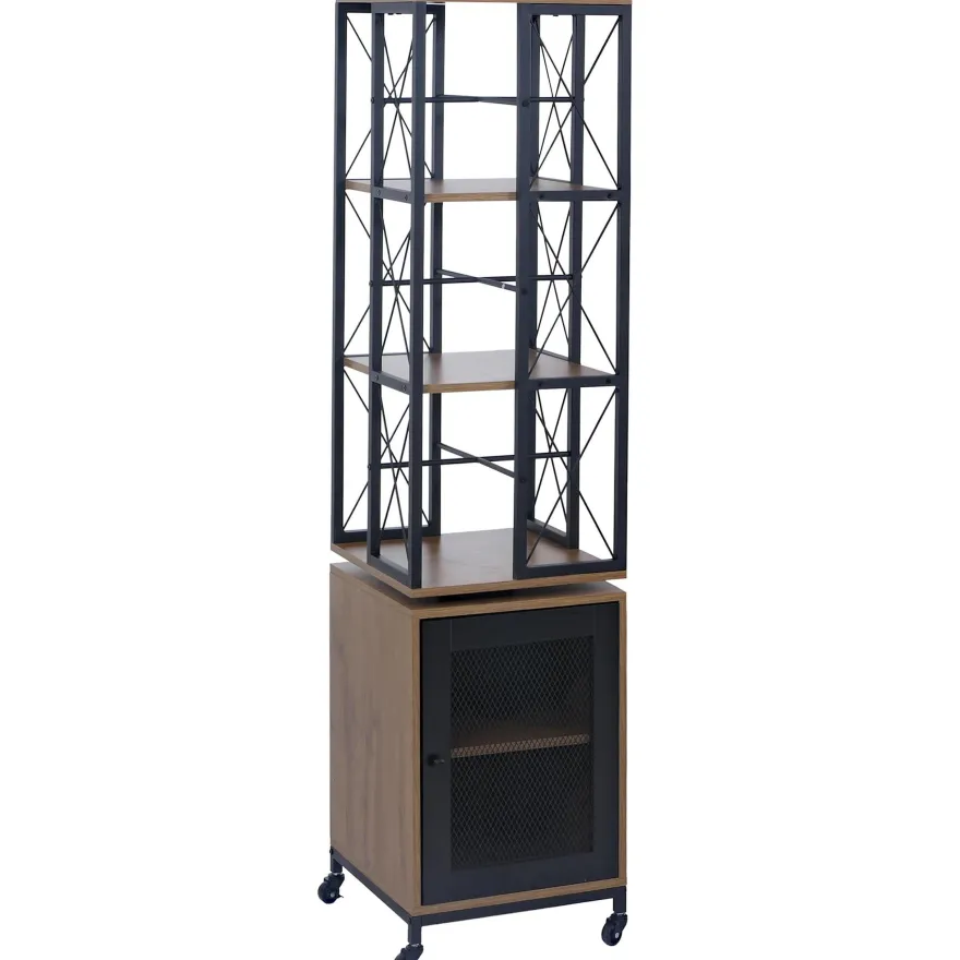 Bücherregal HWC-P13, Rollen drehbar Tür, Industrial Melamin MVG 162x40x42cm