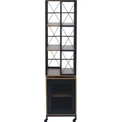 Bücherregal HWC-P13, Rollen drehbar Tür, Industrial Melamin MVG 162x40x42cm