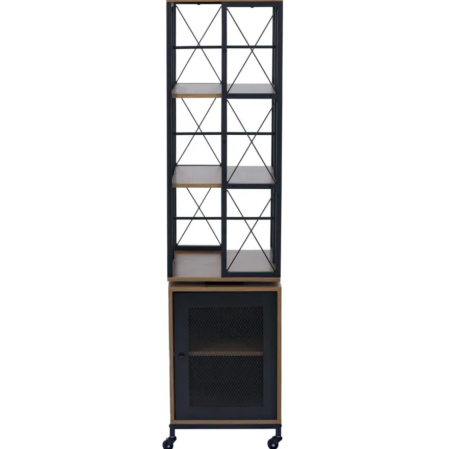 Bücherregal HWC-P13, Rollen drehbar Tür, Industrial Melamin MVG 162x40x42cm