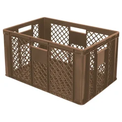 3 Bäckerkisten / Eurobehälter, LxBxH 600x400x320 mm, lebensmittelecht, braun