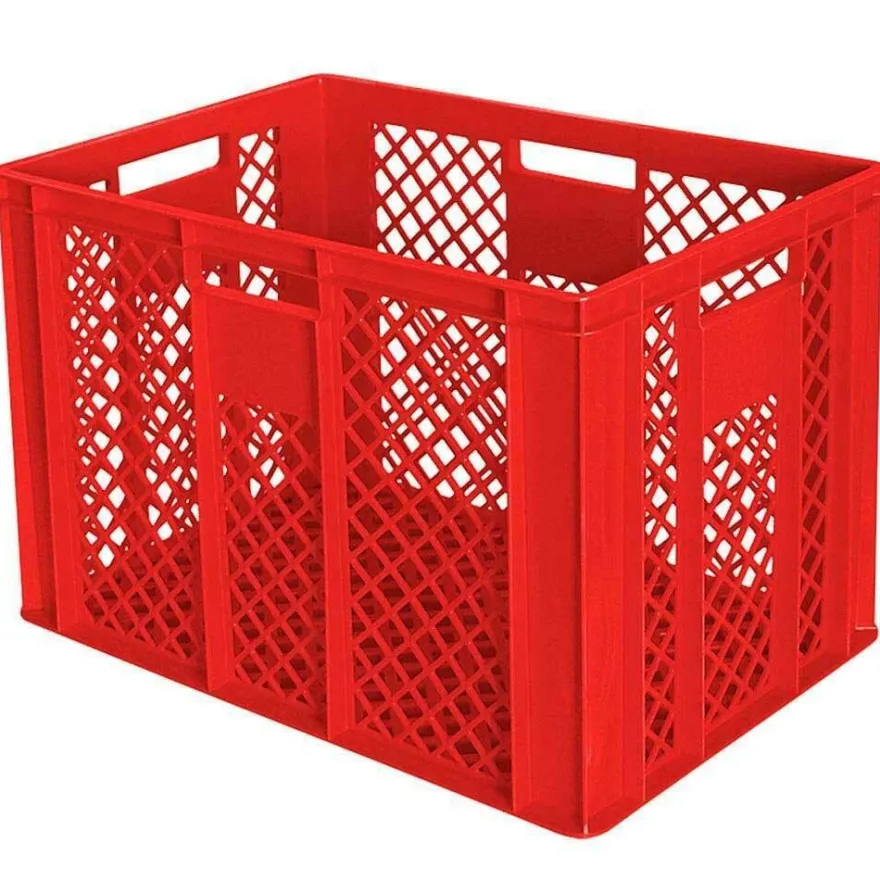 78 Bäckerkisten in 5 Größen, 600x400 mm, H 90 mm - 410 mm, rot + 5 Roller, rot