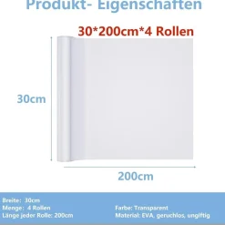 Bäcker & Lecker Schubladenmatte Antirutschmatte Küche, 4 Rollen à 30 x 200 cm