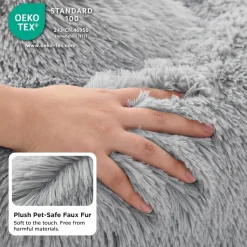 Bedsure Flauschiges Katzenbett rund Ø 60 cm, waschbar, für Katzen und kleine