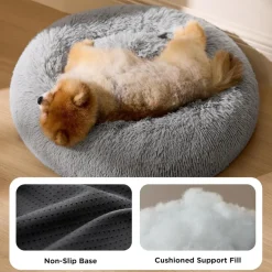 Bedsure Flauschiges Katzenbett rund Ø 60 cm, waschbar, für Katzen und kleine