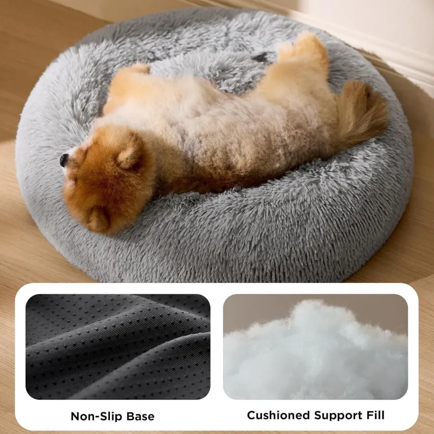 Bedsure Flauschiges Katzenbett rund Ø 60 cm, waschbar, für Katzen und kleine
