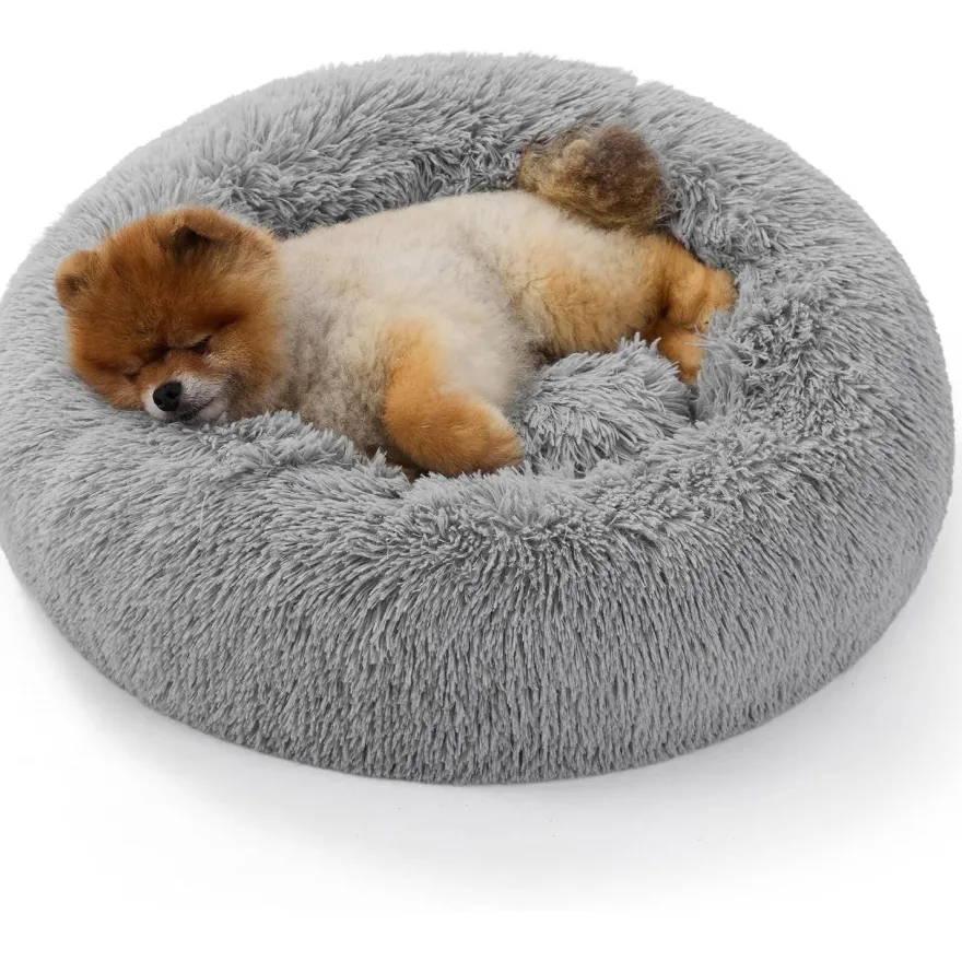 Bedsure Flauschiges Katzenbett rund Ø 60 cm, waschbar, für Katzen und kleine