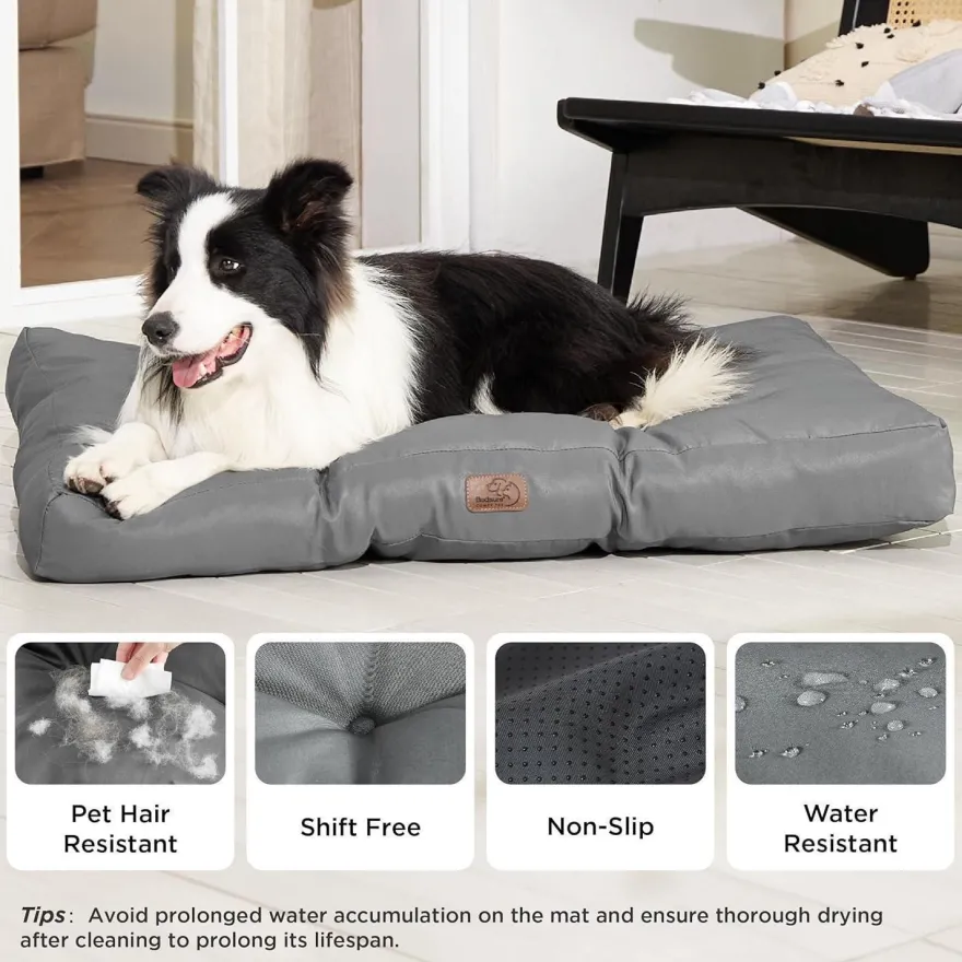 Bedsure Hundebett L (91x68 cm) - Waschbare, gepolsterte Hundematte für Hunde