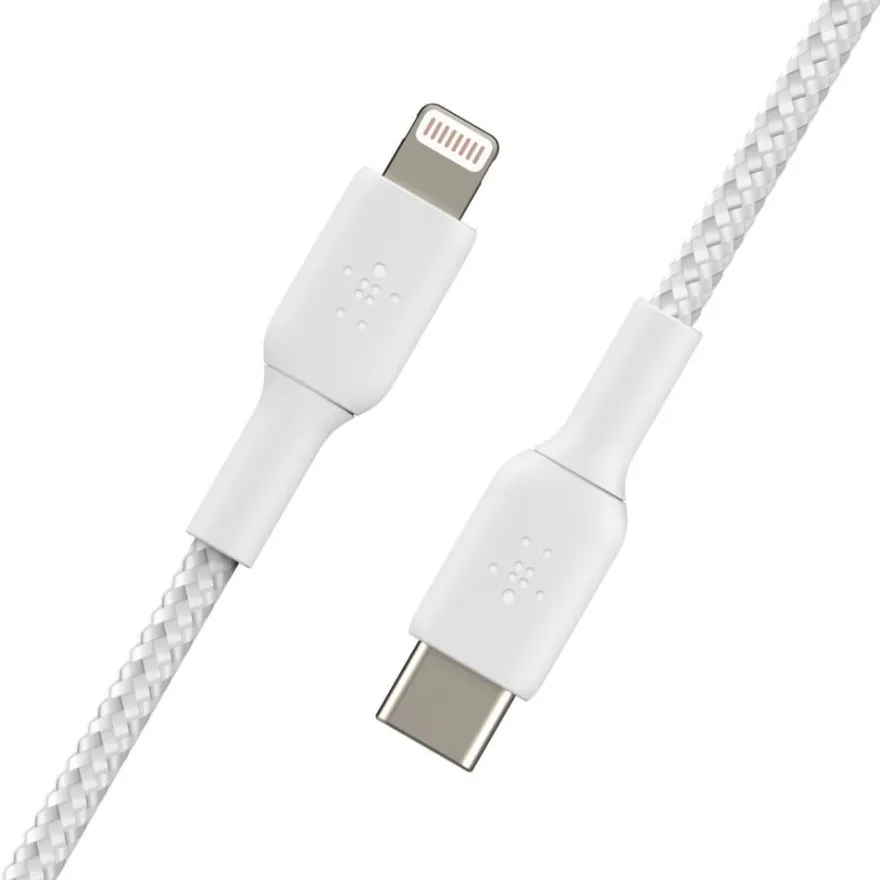 Belkin Lightning/USB-C Kabel ummantelt mfi 2m weiß