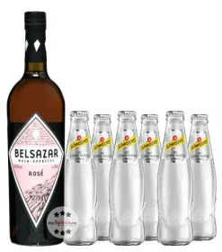 Belsazar Rosé Vermouth + 6 x Schweppes Dry Tonic Water (14,5 % vol., 1,95 Liter)