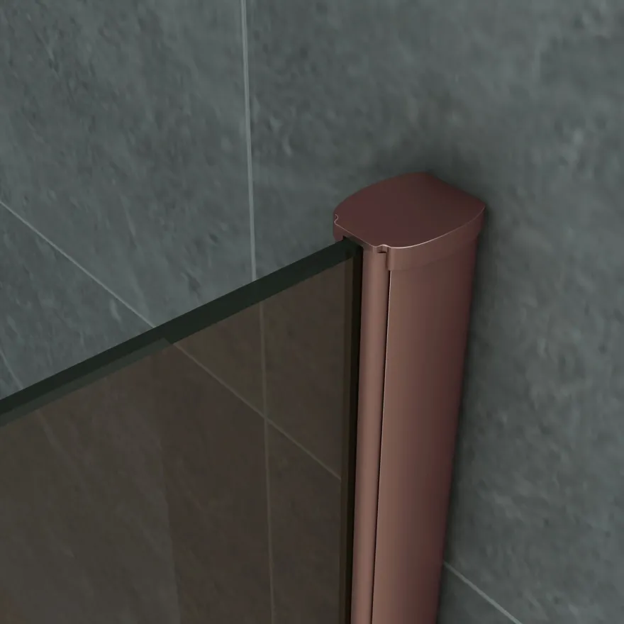 Belvit Duschwand Duschabtrennung Bronze mit Kupferprofil 8mm 90x200cm
