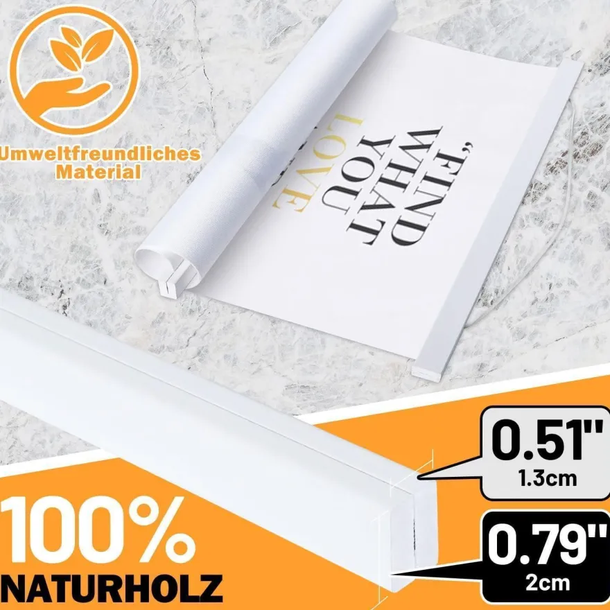 Benjia Magnetische Posterschiene aus Holz, 66cm, Weiß - Einfacher und