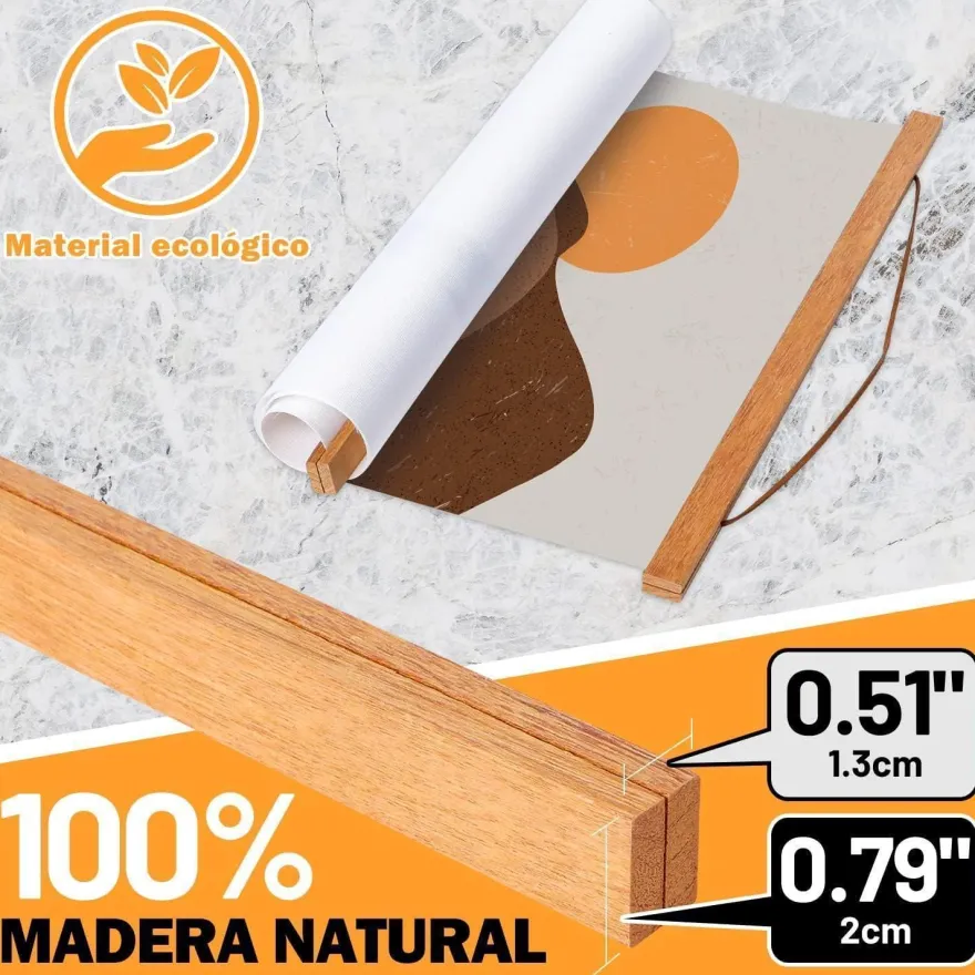 Benjia Magnetische Posterschiene aus Teakholz, 35cm, 2er Pack - Einfache und
