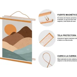 Benjia Magnetische Posterschiene aus Teakholz, 35cm, 2er Pack - Einfache und