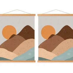 Benjia Magnetische Posterschiene aus Teakholz, 35cm, 2er Pack - Einfache und