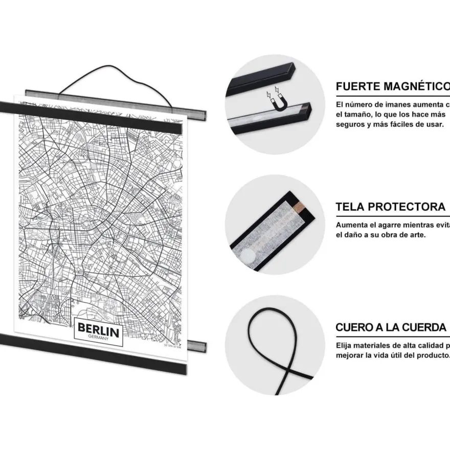 Benjia Magnetische Posterschiene 76cm Schwarz - Einfache Aufhängung für