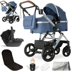 Bergsteiger Nizza 3 in 1 Kinderwagen Babyschale und Isofix Station optional