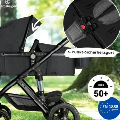 Bergsteiger Nizza 3 in 1 Kinderwagen Babyschale und Isofix Station optional
