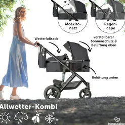 Bergsteiger Nizza 3 in 1 Kinderwagen Babyschale und Isofix Station optional