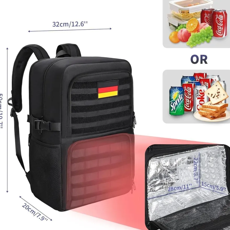 Bertasche Lunch Rucksack, Arbeit Rucksack mit Isoliertem Kühlfach, 17,3 Zoll