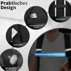 Bertasche Lunch Rucksack, 2-in-1 Arbeitsrucksack mit isolierter Kühltasche für