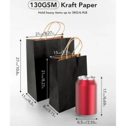 Bescost Papiertüten mit Henkel, 40 Stück Geschenktüten aus Kraftpapier, 21 x 15