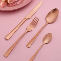 Bestdin Besteck Set 24-teilig Roségold Matt für 6 Personen, Edelstahl Essbesteck