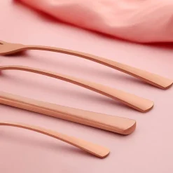 Bestdin Besteck Set 24-teilig Roségold Matt für 6 Personen, Edelstahl Essbesteck