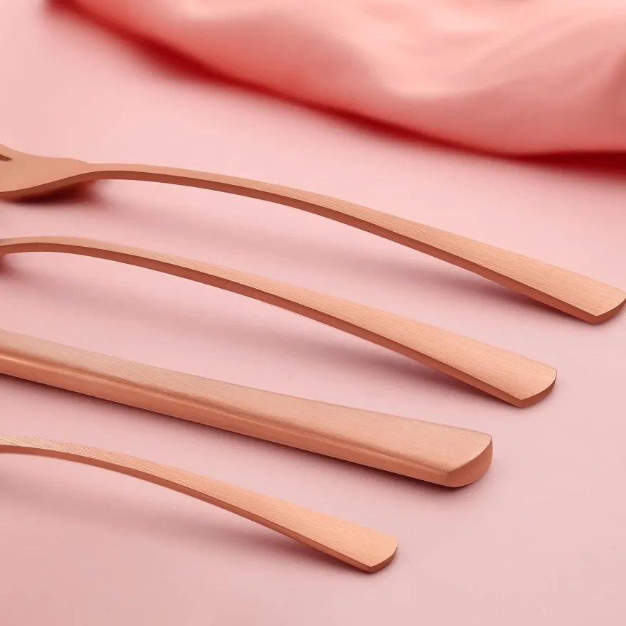 Bestdin Besteck Set 24-teilig Roségold Matt für 6 Personen, Edelstahl Essbesteck