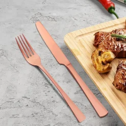 Bestdin Besteck Set 24-teilig Roségold Matt für 6 Personen, Edelstahl Essbesteck