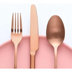 Bestdin Besteck Set 30-teilig Roségold Matt für 6 Personen, Edelstahl Essbesteck