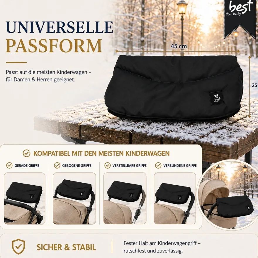Best For Kids Kinderwagen Handwärmer - Universell, Wasserdicht & Kuschelig, Winter